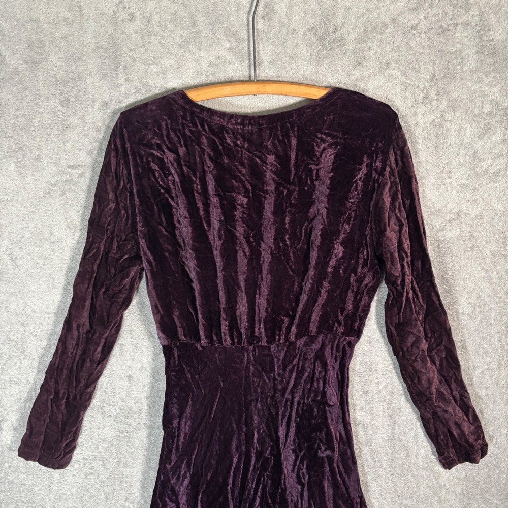 Vntg Nostalgia Plum Purple Velvet Embroidered Maxi Dress Fits M Y2K Goth‎ Grunge - Picture 7 of 13